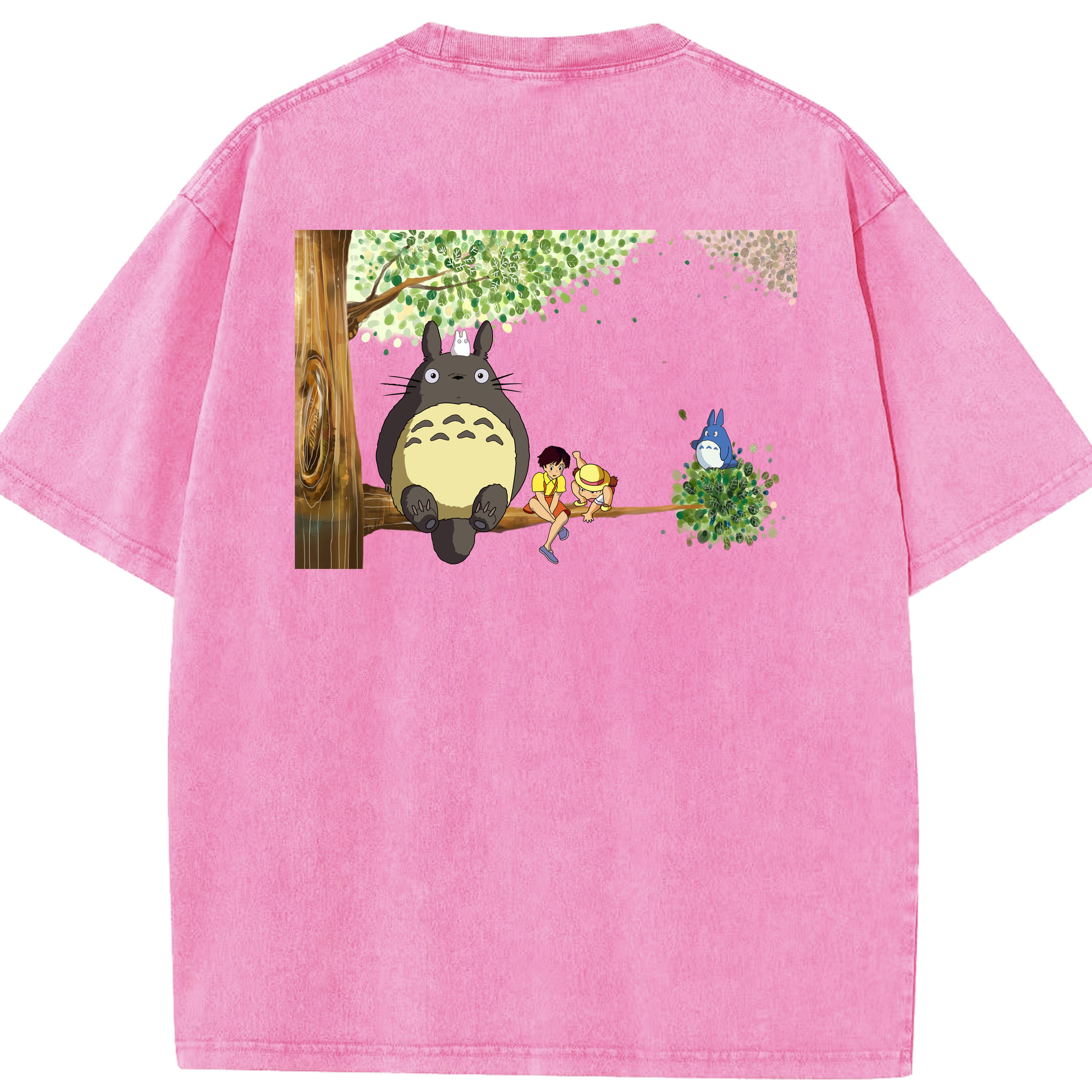 （画像用） となりのトトロ 草壁メイ 草壁サツキ My Neighbor Totoro Satsuki Kusakabe Mei Kusakabe 綿100% ヴィンテージ風 半袖Tシャツ（背面プリント）